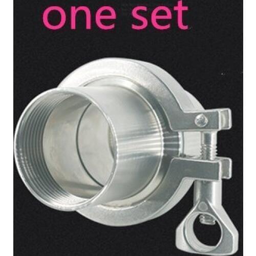 Stainless Steel SS304 1 Set Sanitary Clamp Type Male Thread Pipe Fitting + Tri Clamp+ PTFE Gasket