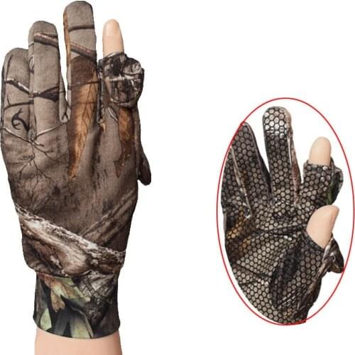 Anti-slip Camouflage 2 Fingers Cut Fishing Gloves Sports Thin Fleece Camping Hiking Hunting Cycling Half Finger Gloves