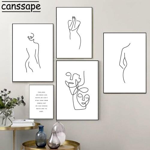 Nordic Poster Minimalist Canvas Painting Line Drawing Female Nude Wall Print Abstract Wall Pictures Living Room Decoration