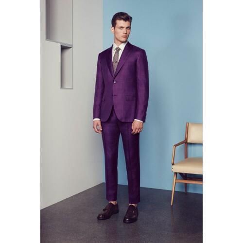 Latest Coat Pant Designs Purple Men Suit Slim Fit Skinny 2 Piece Tuxedo Custom Groom Blazer Prom Party Suits Terno Masuclino S5