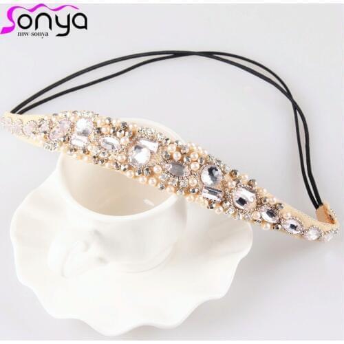 Newest Design Women Rhinestone Headbands Fashion Luxury Elastic Wedding Hair Accessories 3H2014