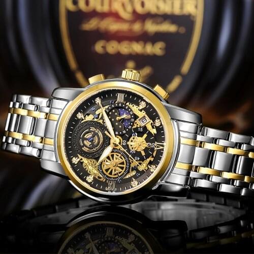 2021 New WWOOR Men Watches Fashion Hollow Stainless Steel Waterproof Chronograph Sport Watch Men Luxury Luminous Date Clock+Box