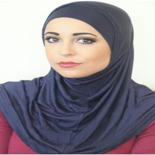 H037 plain modal two pieces pray hijab outside hijabi with underscarf muslim scarf islamic headscarf hat armia pull on headwrap