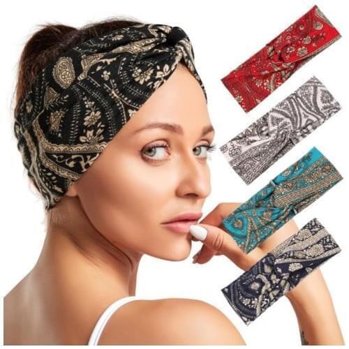 Bohemian style printed headband wholesale new ladies fabric wide-brimmed cross hairband European and American hot hair accessori