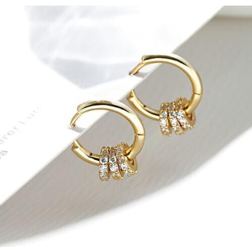 Simple Gold Colour Rhinestone Small Hoop Earrings for Women More Ways To Wear New Earrings 2020 Korean Fashion Jewelry Wholesale