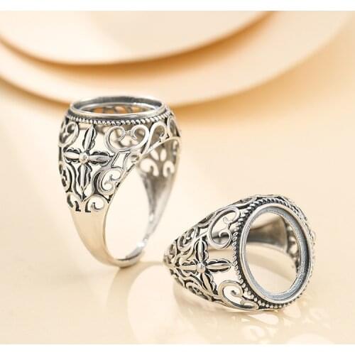 12*15mm 925 STERLING SILVER men Semi Mount Bases Blanks base blank Pad ring Setting jewelry findings diy A5791