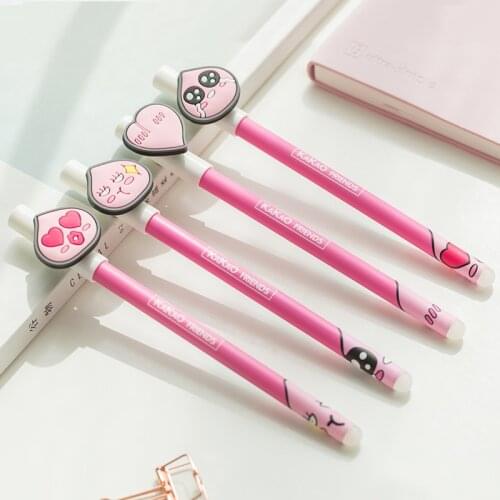 1 Pcs Cartoon Erasable Pen 0.5mm Cute Peach Magic Gel Pens Kawaii Stationery for School Writing Tools Caneta Novelty Gifts