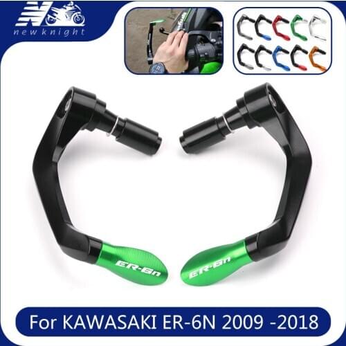 With Logo For Kawasaki ER6N ER-6N 2009 -2018 Motorcycle 7/8"22mm CNC Handlebar Grips Guard Brake Clutch Levers Guard Protector