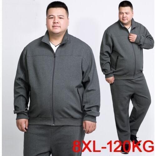 Plus Size New Fall Men Sets Pants Clothing Sweatsuit Cardigan Fashion Clothes Trousers Sportswear Sweatpants Tracksuits 3xl 8xl
