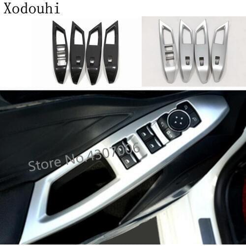 Car Styling Door Window Glass Panel Armrest Lift Switch Button Trim Frame 4pcs For Ford Focus 2018 2019 2020