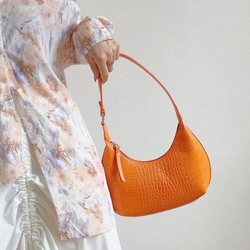 Luxury New Crocodile Pattern Armpit Shoulder Bags For Women Brand Designer Pu Leather Hobo Handbag Retro Casual Lady Tote Purse