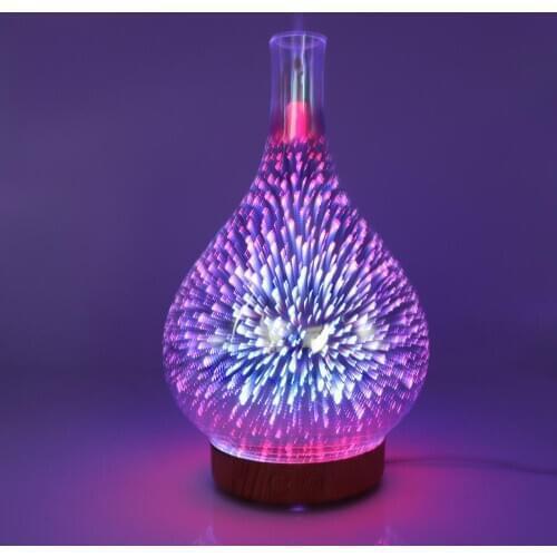 Ultrasonic Humidifiers Cool Mist Air Humidifier Fireworks Pattern 3D Glass Aroma Diffuser Room Decor Essential Oil Air Purifiers