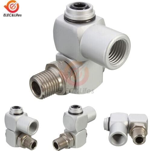 Universal 360 Rotating 1/4" BSP Air Hose Connector Adapter Flow Aluminum Tool Threaded Joint Pneumatic Parts