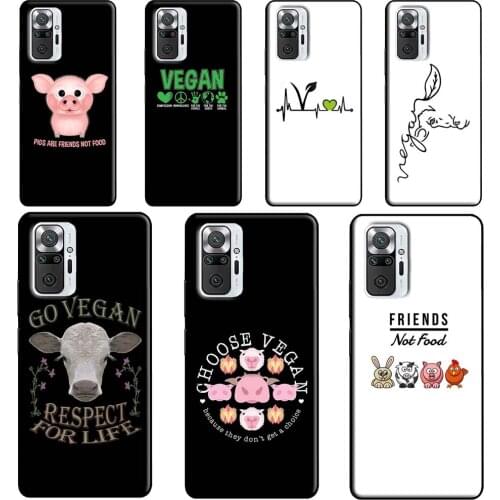 Vegetarian VEGAN ANIMAL LOVE VEGGIE Phone Case For Xiaomi Redmi Note 10 8 9 Pro Note 8T 9S Coque For Redmi 9C 9T K40 7A 8A 9A