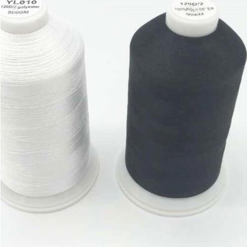 2pcs High Quality 5000 Meters 120D/2 100% Polyester Embroidery Thread White and Black Color