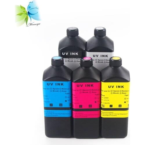 Winnerjet 1000ML UV ink for Epson V540 TX800 XP600 flated printer inkjet uv ink 3D printing effect (BK C M Y WH)
