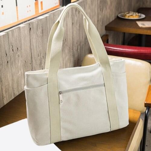 Blank Large Canvas Tote Shoulder Bag Women Bags Canvas School Bags For Women Teenage Girls 2021 Women Hand Bags 2 Color