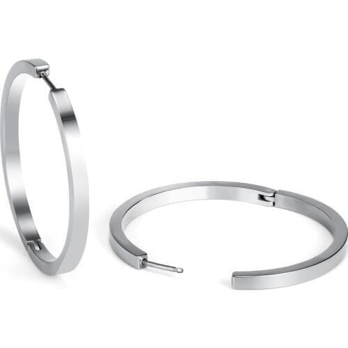 Women Big Hoop Earrings High Polished Hypoallergenic Titanium Huggie Earrings 38mm 30mm Diameter