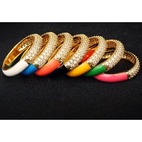 New Fashion MultiColor Enamel Rings For Women Smooth Simple Metal Cubic Zircon Band Finger Rings Wholesale Accessories Gifts