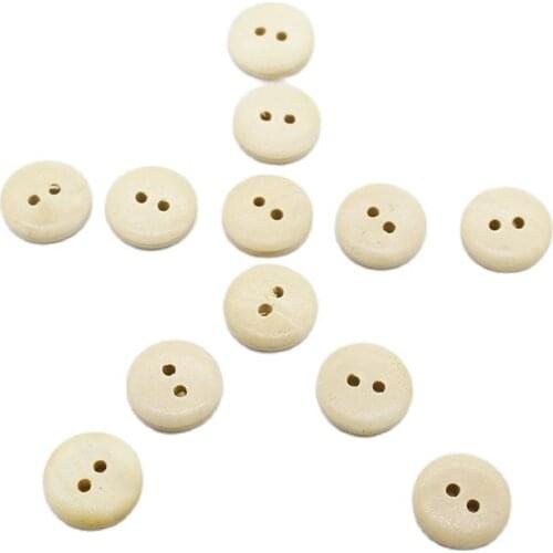 Natural Color Wood Buttons 2 Holes Sewing Button Craft Scrapbooking Clothing Accessories Decorations Wood Material 1.5cm 100Pcs