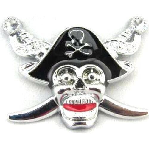 10pcsxMetal 3D Pirate Car Sticker Emblem Badge Logo