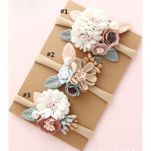 15pcs/lot,Boutique Princess Fabric Flower With Nylon Headband for Girls Kids Flower Headbands,Girls Hair Accessories