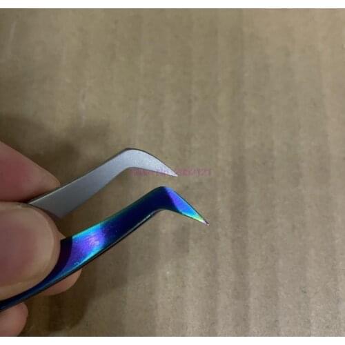 200pcs quality Stainless Steel Tweezers rainbow color Straight Bend ESD Multifunction eyelash tweezers for nail hot