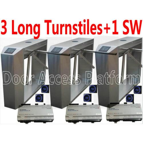 3 pcs of Turnstile Gates Building sites Turnstiles+6 RFID EM Card Access Gate Reader+3 Web server Interface Access Control kits