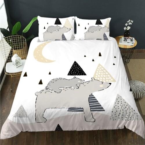 BailiPromise girls colourful animal cute Bedding Set 3D Print simple Cartoon Pillowcase Soft Duvet Cover Set jogo de cama