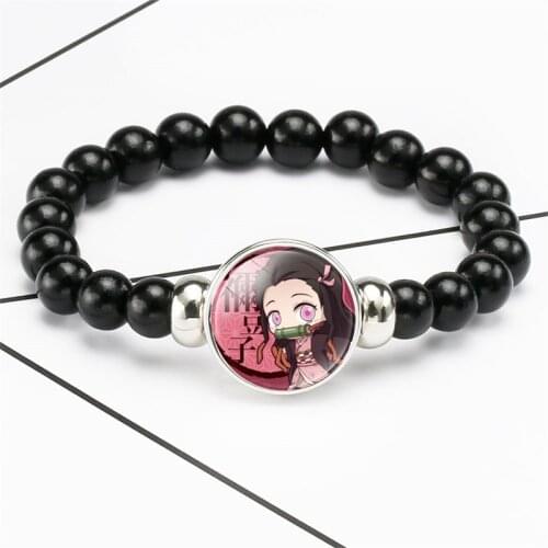 Anime Demon Slayer Beaded Bracelet Kimetsu No Yaiba Kamado Tanjirou Charms Bracelets Girls Women Boy Jewelry Gift