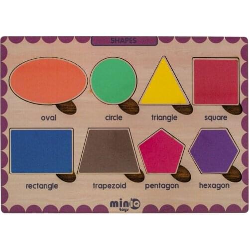 Puzzle Wooden Montessori Toy Kids Geometric Shapes Colors Educational Learning Game Colorful Fun Wood Board English Language