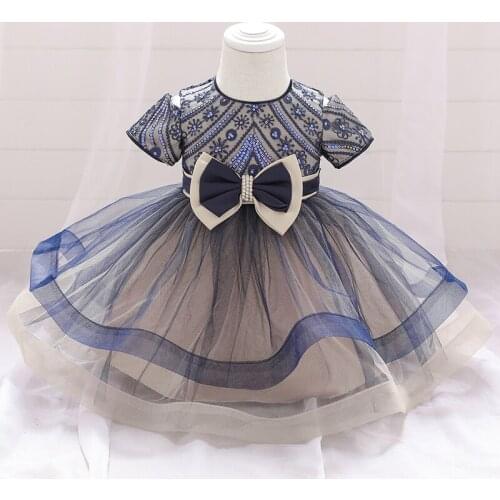 0-24M Baby Sequin Bow Girl Dress White Birthday Dress for 1 Year Baby Girl Princess Dresses Childrens Bridesmaid Baptism Dres