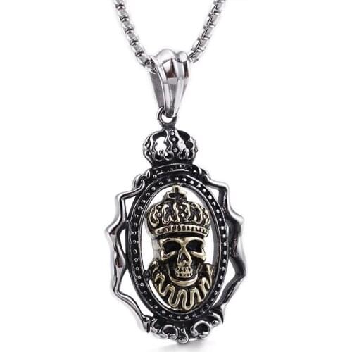 European and American fashion domineering chain taro titanium steel pendant Personality punk king mens tag jewelry