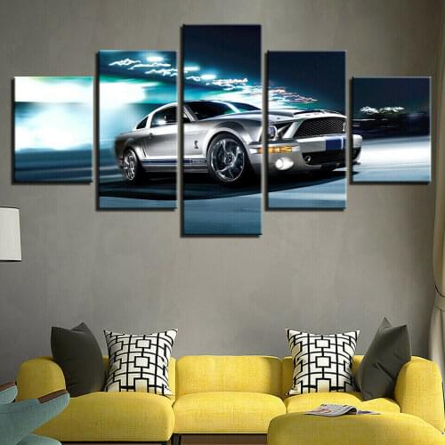Ford Mustang Shelby GT500 Car 5 Panel Canvas Picture Print Wall Art Canvas Painting Wall Decor for Living Room No Framed