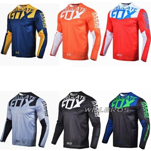 Moto Delicate Fox 180 Prizm Jersey Mountain Bicycle Offroad Long Sleeve Motorbike Motorcycle Racing T Shirt Mens