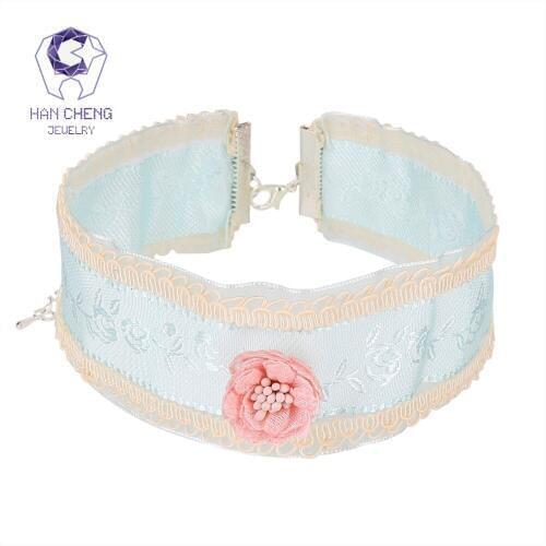 HanCheng New Fashion Elegant Lace Cute Girl Wave Colar Flower Choker Necklace Women Necklaces Ribbon Collares jewelry bijoux