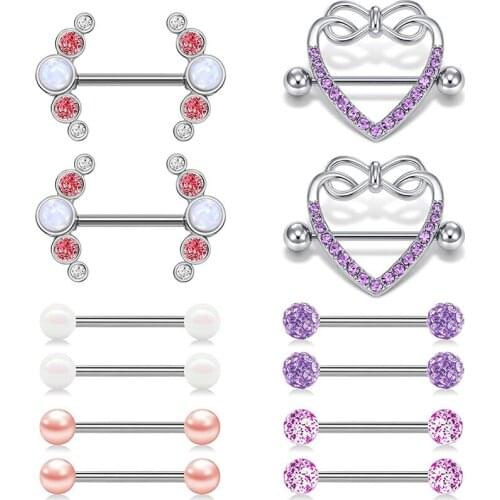 14g Stainless Steel Nipple Rings for Women Nipple Shield Straight Barbells Nipplerings Body Piercing Rose Gold Black