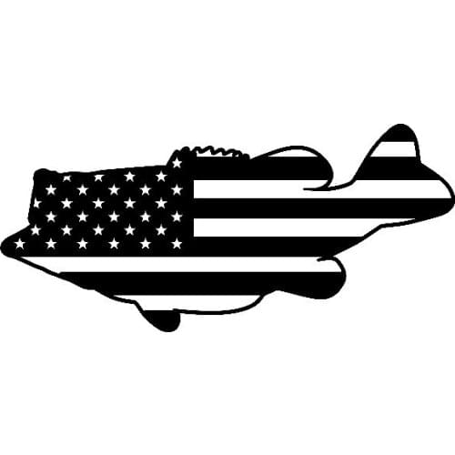 Hot Sell American Flag Fish Fishing Bass Largemouth Car Accessories Car-Sticker Decals for Window Decoration KK 16*7cm