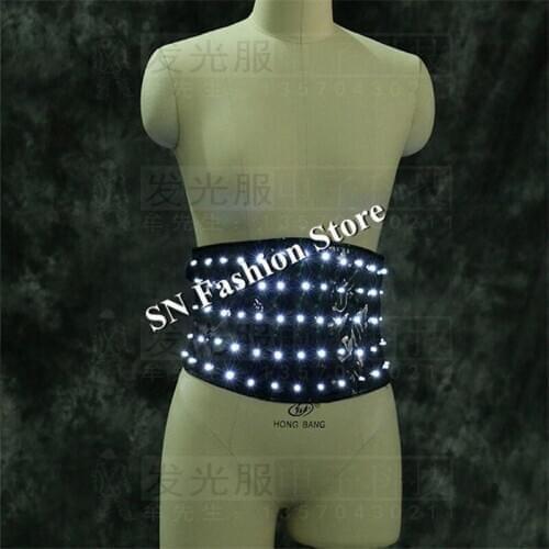 LZ23 Ballroom dance led costumes led luminous light belt Waistcoat women dance dress dj stage show clothes performance wears led