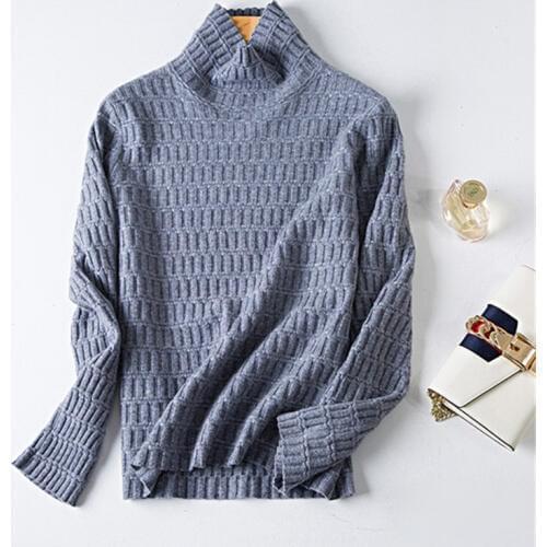 New fashion 100%goat cashmere solid knit women elegant turtleneck slim pullover sweater white 3color M-XL