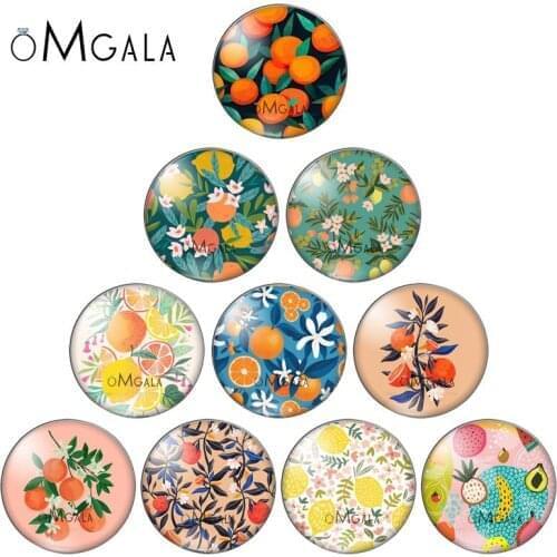 New fruit pineapple orange 10pcs mixed 12mm/18mm/20mm/25mm Round photo glass cabochon demo flat back Making findings
