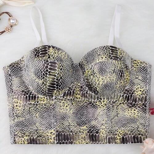 New snake pattern underwear stage outer wear camisole for women plus size sexy underwired bra crop tops nightclub party tanks