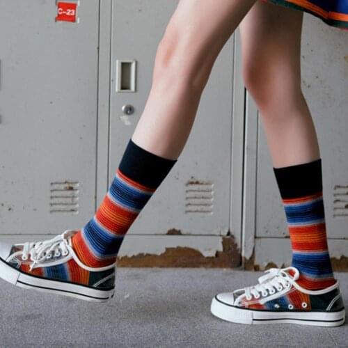 Brand new crew socks striped for autumn crew socks ladies in cotton back to school made in china female sox sock