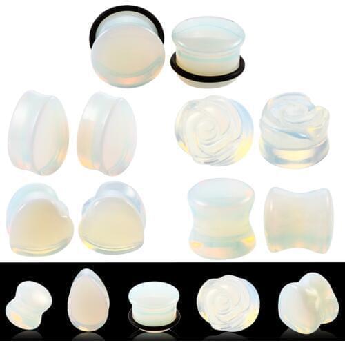 2PCS/Lot Opalite Ear Plugs and Tunnels Stone Ear Stretcher Ear Gauges Expander Earlet Stretcher Body Piercing Jewelry