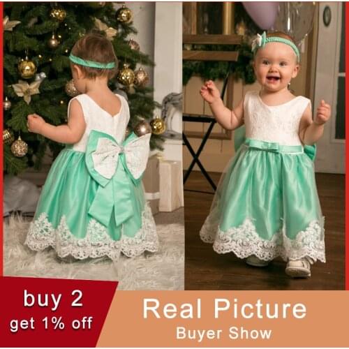 2021 Summer Baptism First 1 Year Birthday Dress For Baby Girl Clothes Lace Bow Princess Dresses Party Girl Dress Infant Vestido