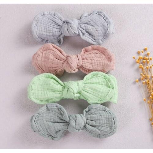 Solid Color Bowknot Baby Girl Headband Bunny Ear Kids Hair Band Elastic Soft Cotton Children Headwear Infant Hair Accessories