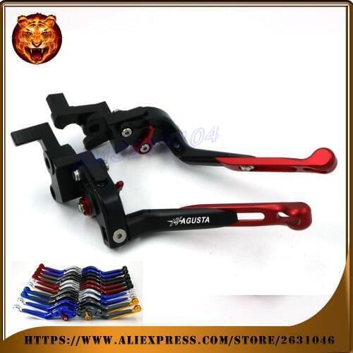 Adjustable Folding Extendable Brake Clutch Lever For MV AGUSTA BRUTALE 750 910 989R 1078RR with LOGO RACING Motorcycle red black