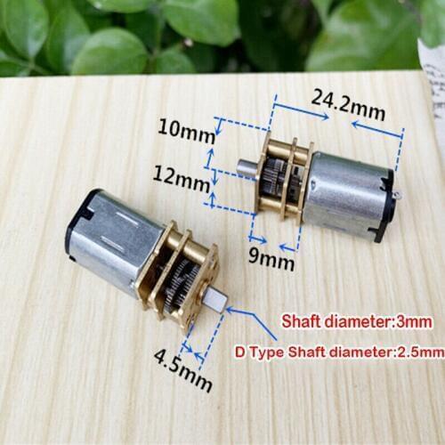 DC1.5V-5V 3V 3.7V 188RPM Micro Mini GA12-N20 Steel Gear Motor D Shaft DIY Robot Smart Car Door Lock Robotic Low Speed Reducer