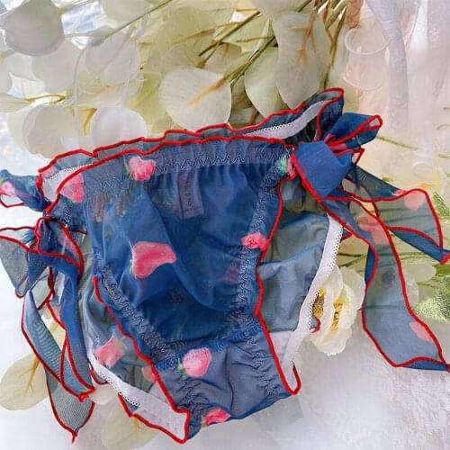 Sexy Lingeries Briefs Women Underwear Plus Size 5XL Thin Transparent Lace The Strap Can be Untied Fashion Womens Panties