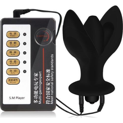 Electric shock pulse expansion vibration silicone anal plug G point stimulation medical massage theme adult toys male sex toys